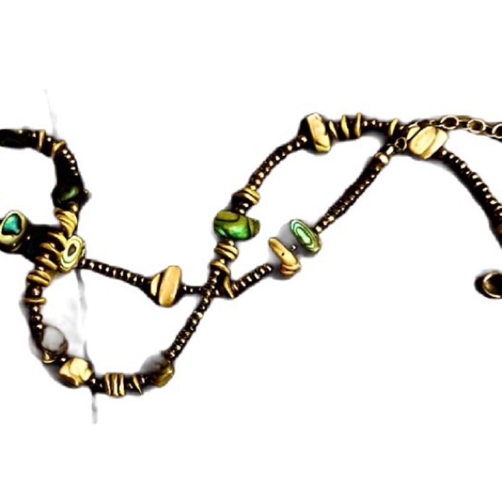 Silpada N1729 Boho Beaded copper Abalone shell green 17-21” NLA Vintage RARE! 📿v - Picture 2 of 4